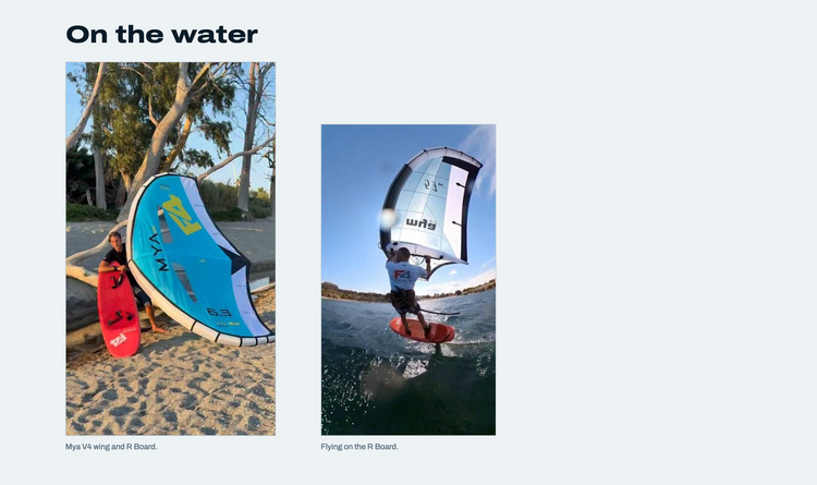Mya V4 wing and R Board on the beach